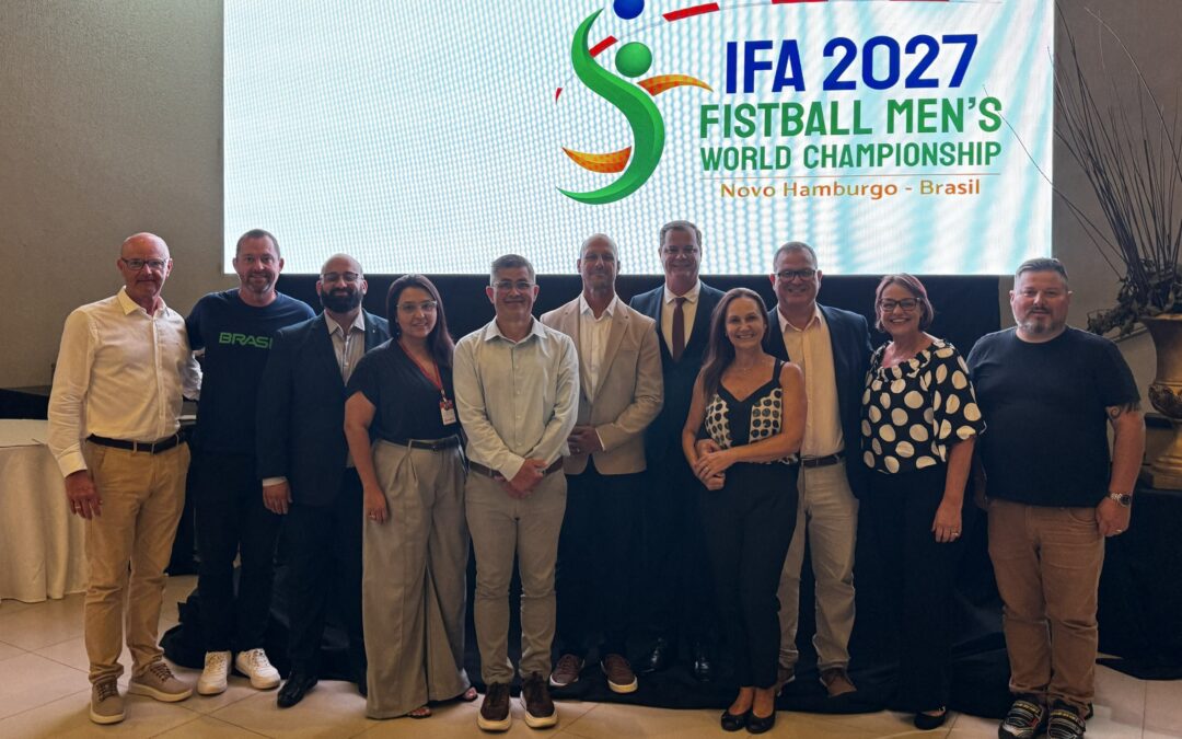 Logo for the IFA  2027 Men’s Fistball World Championship unveiled: Novo Hamburgo kicks off preparations for major event